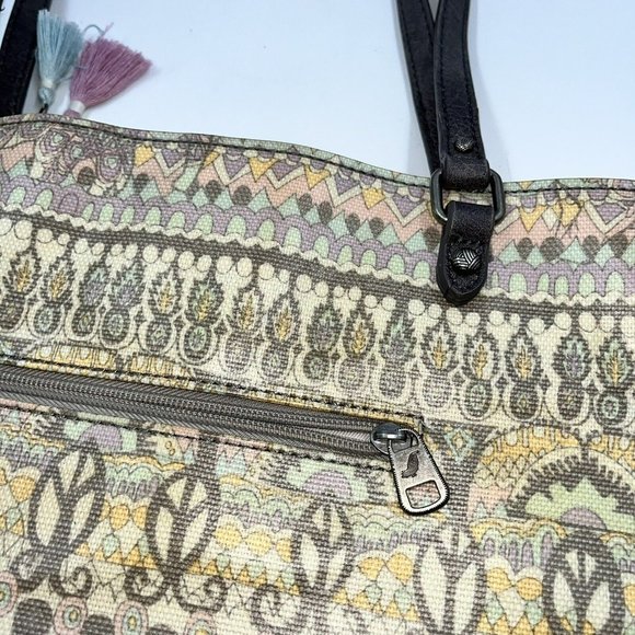 Sakroots Artist Circle Tote One World Beige Satchel Handbag Large - Picture 6 of 10